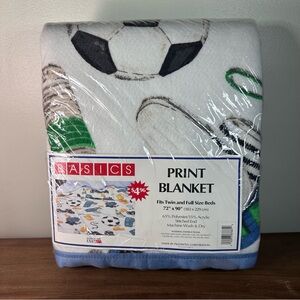 Vintage Pillowtek Sports Theme Blanket 72” x 90” Twin/Full Soccer Sports NEW USA
